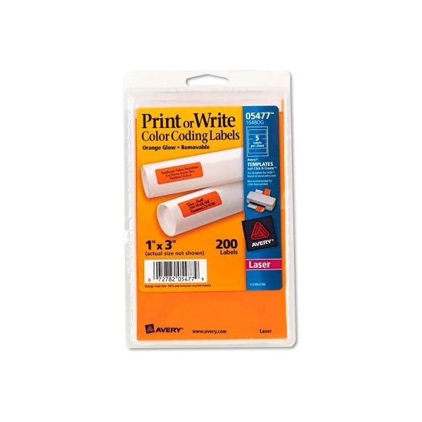 Avery Avery® Print or Write Removable ColorCoding Laser Labels, 1 x 3